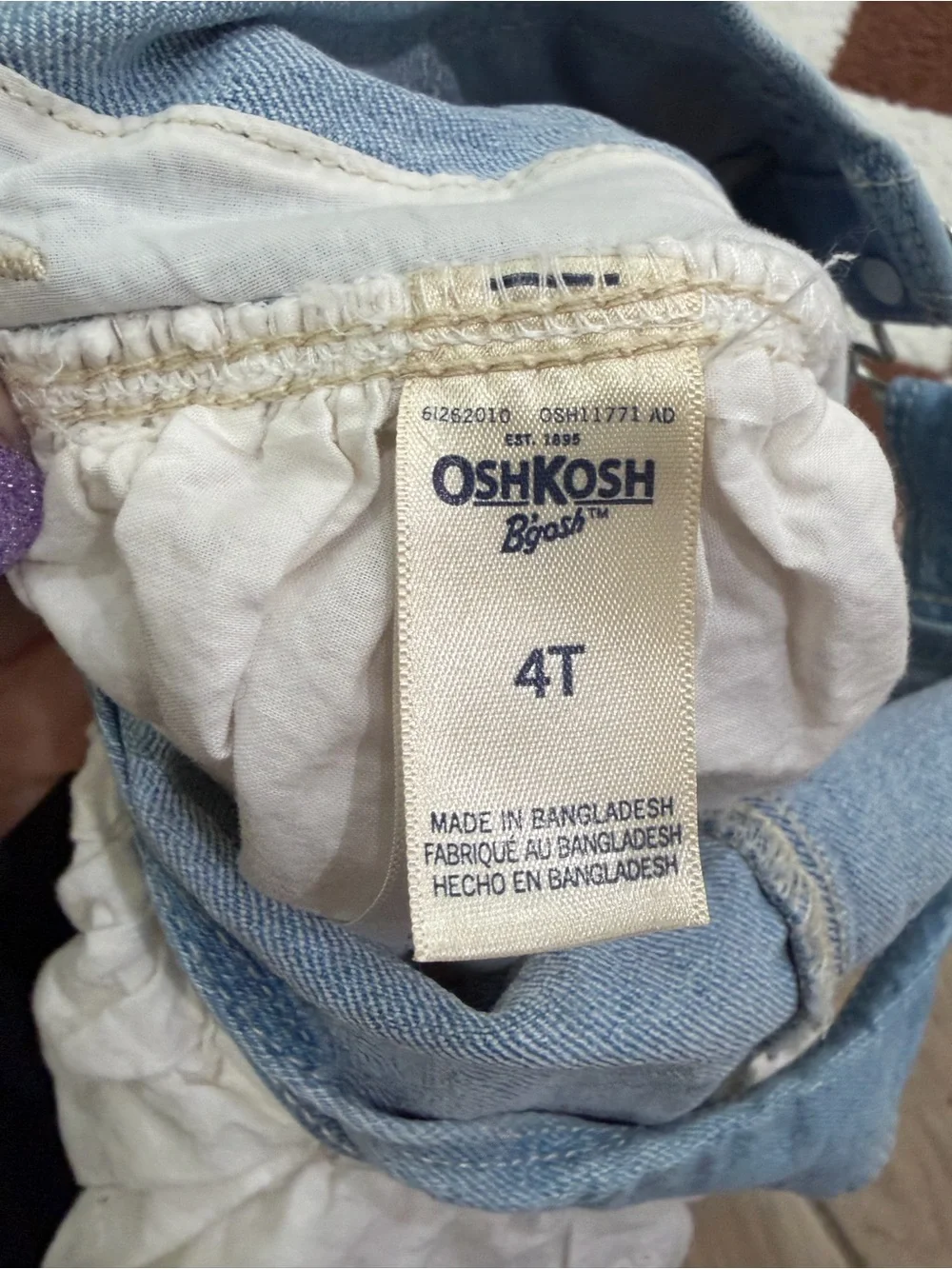 OshKosh B'gosh Light Blue Denim Top with White Eyelet Skirt Overalls